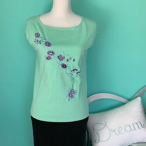 Escada Knit Floral Embroidered Top
